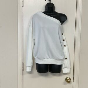 Women's Off-Shoulder White Sweater